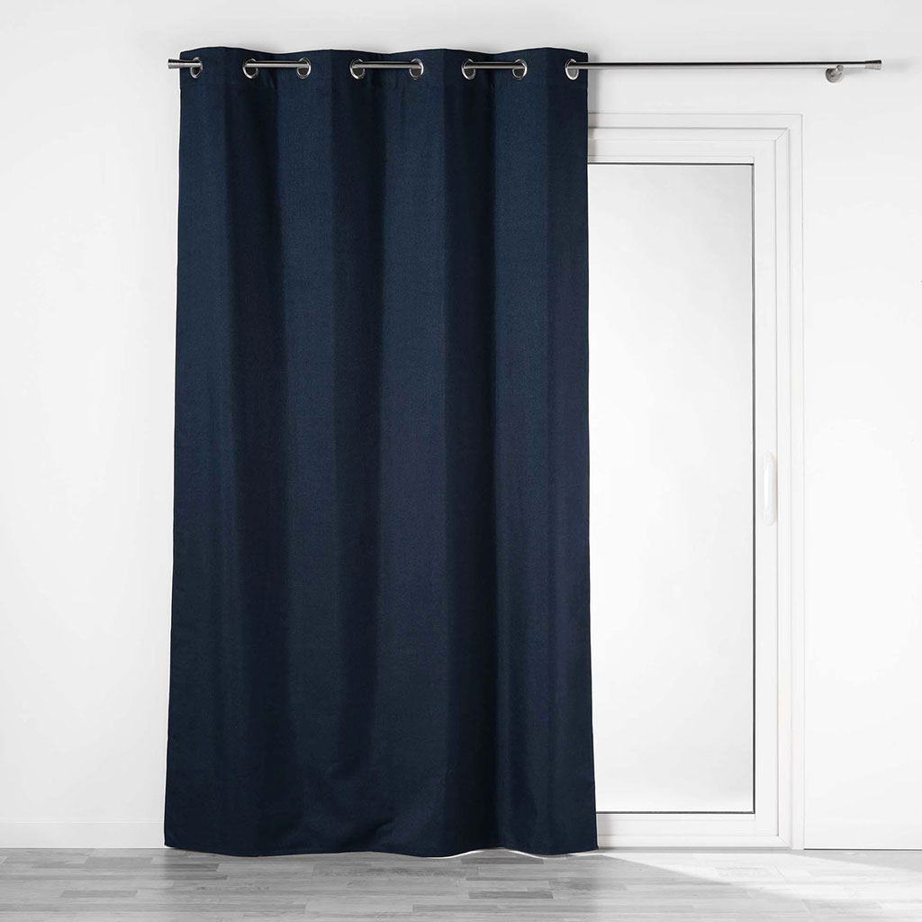 Rideau occultant chambray CREPUSCULE bleu marine 140x260cm
