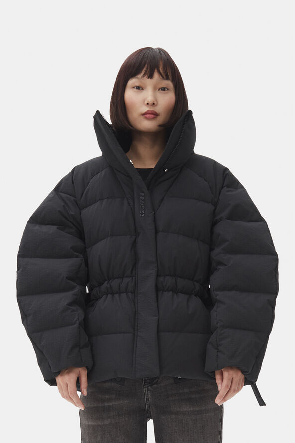 Ganni Tech Seersucker Oversized Puffer Ja Black