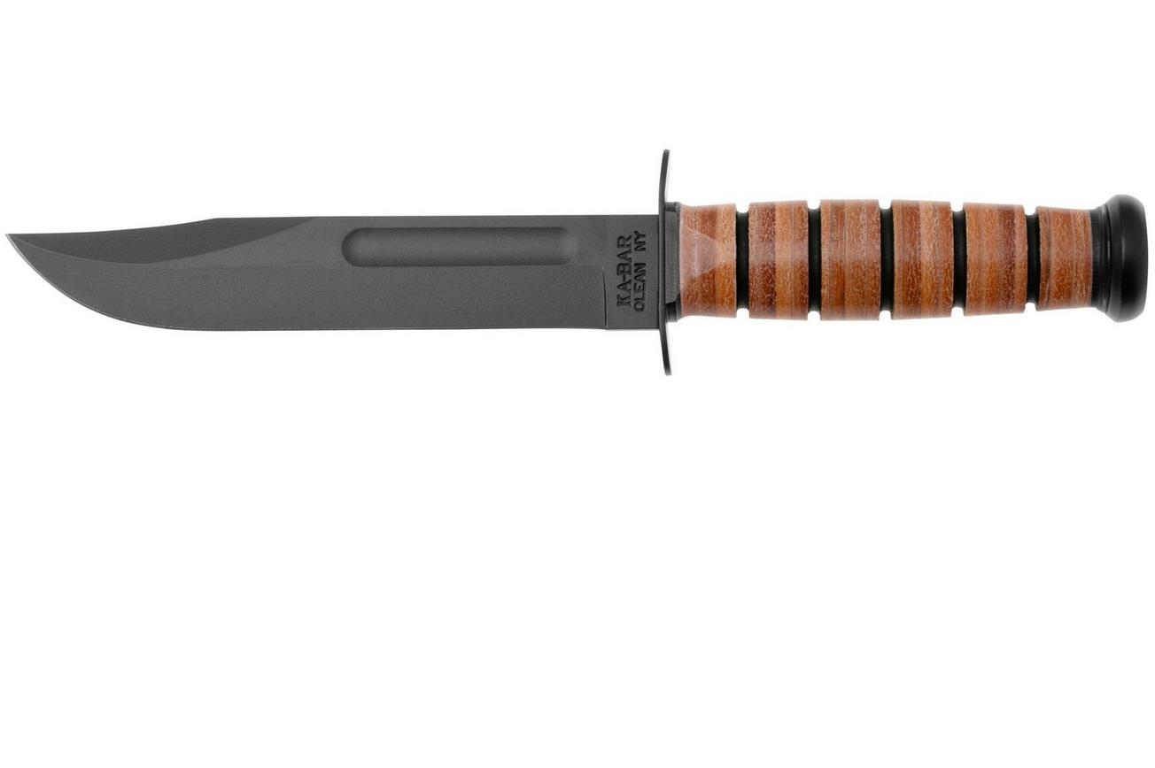 KA-BAR U.S. Army Knife 5020 Plain Edge, Leather, FRN foedraal, survivalmes