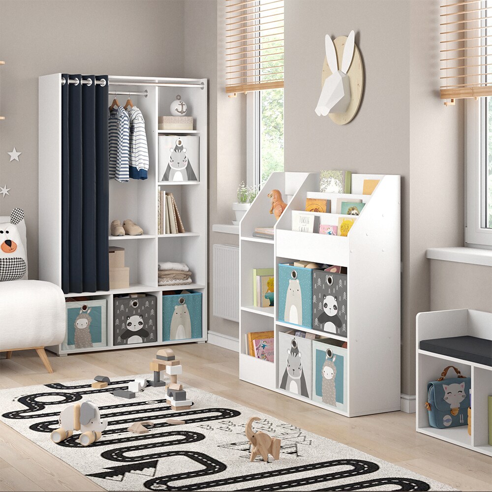 Vicco Kinderregal Bücherregal Wandregal Luigi Weiß 100x114 cm modern Faltbox Kinderzimmer Regal Spielzeugregal Dekoregal Standregal Aufbewahrungsregal Würfelregal Ablage Fach freistehend