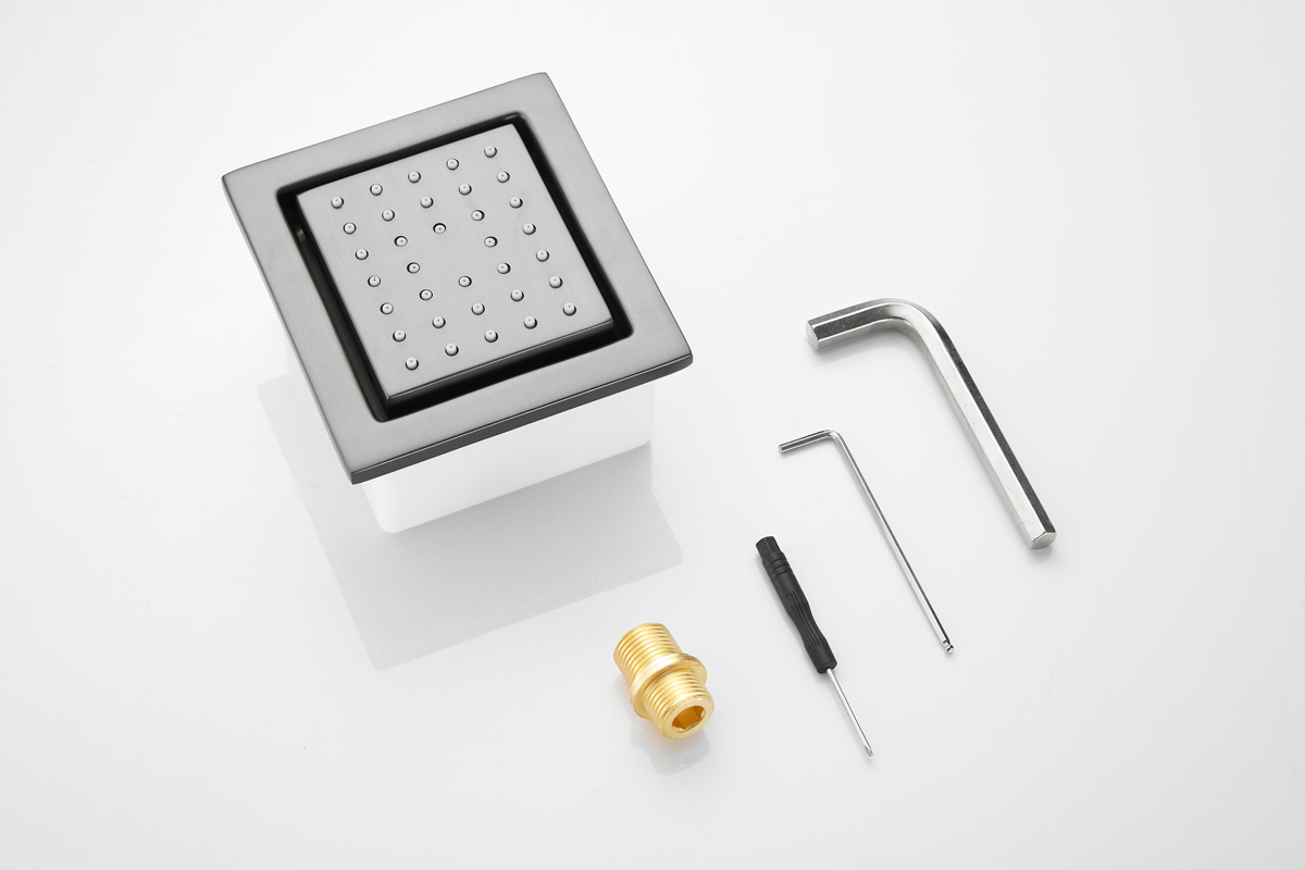 Saniclear Iron inbouw massage jet vierkant verouderd ijzer - gunmetal