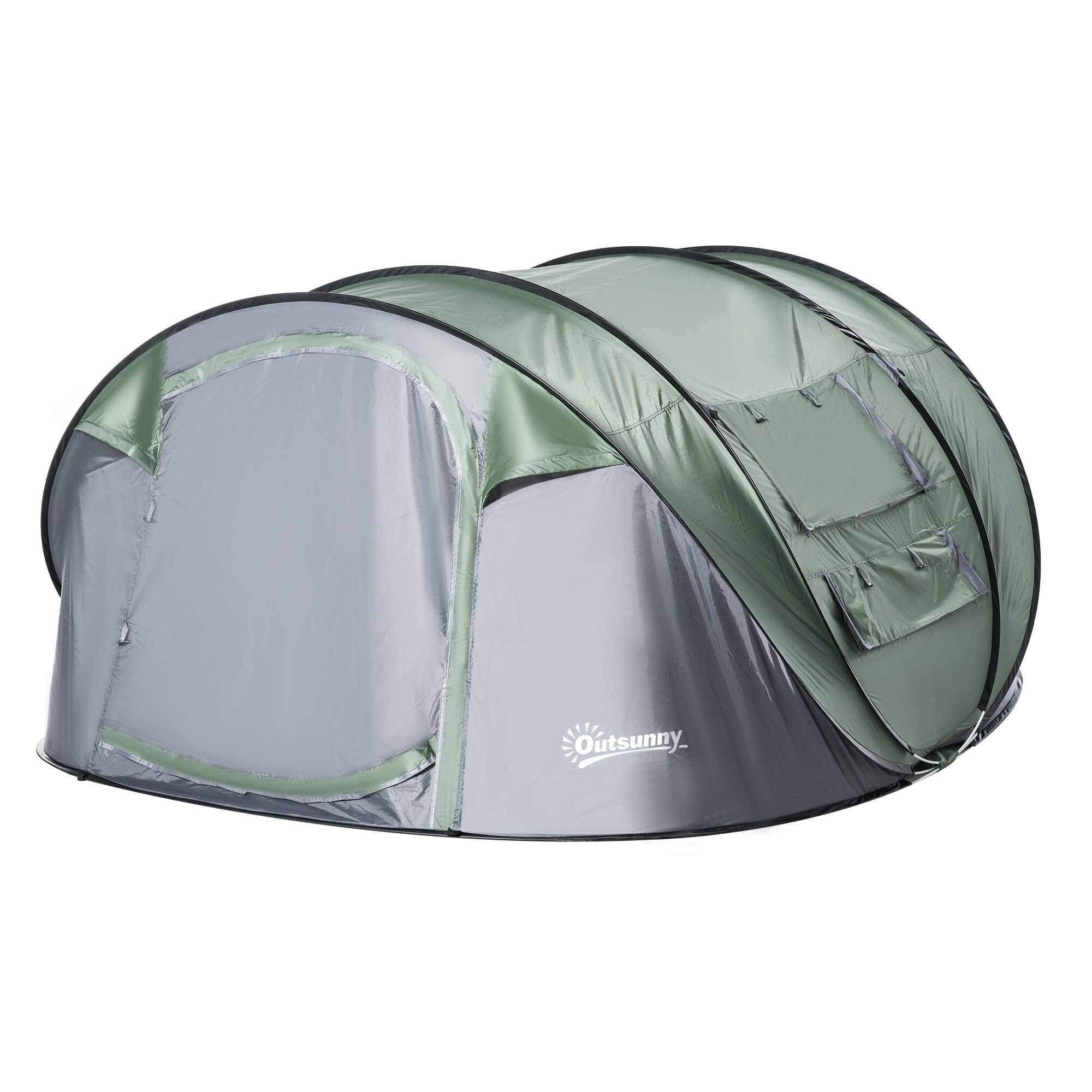 Outsunny Campingzelt für 4-5 Personen dunkelgrün, grau 263,5 x 220 x 123 cm (LxBxH)
