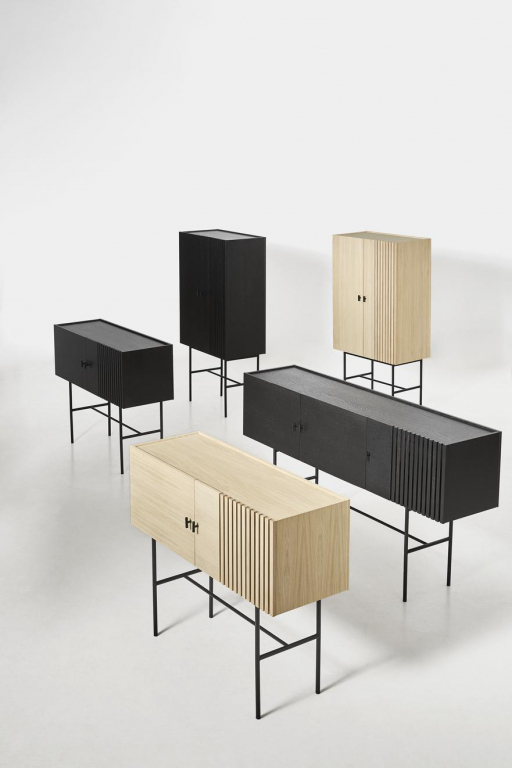 Woud Array low dressoir 150 black painted oak