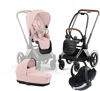 Cybex e-Priam Duovogn inkl. BeSafe iZi Go Modular X2, Peach Pink/Chrome Brown