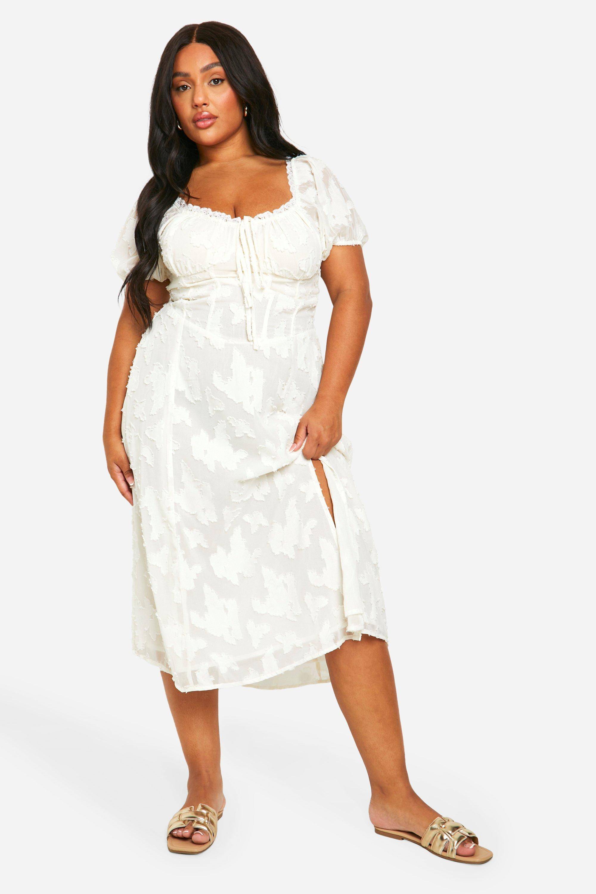 boohoo Robe Midi Milkmaid Burnout Plus