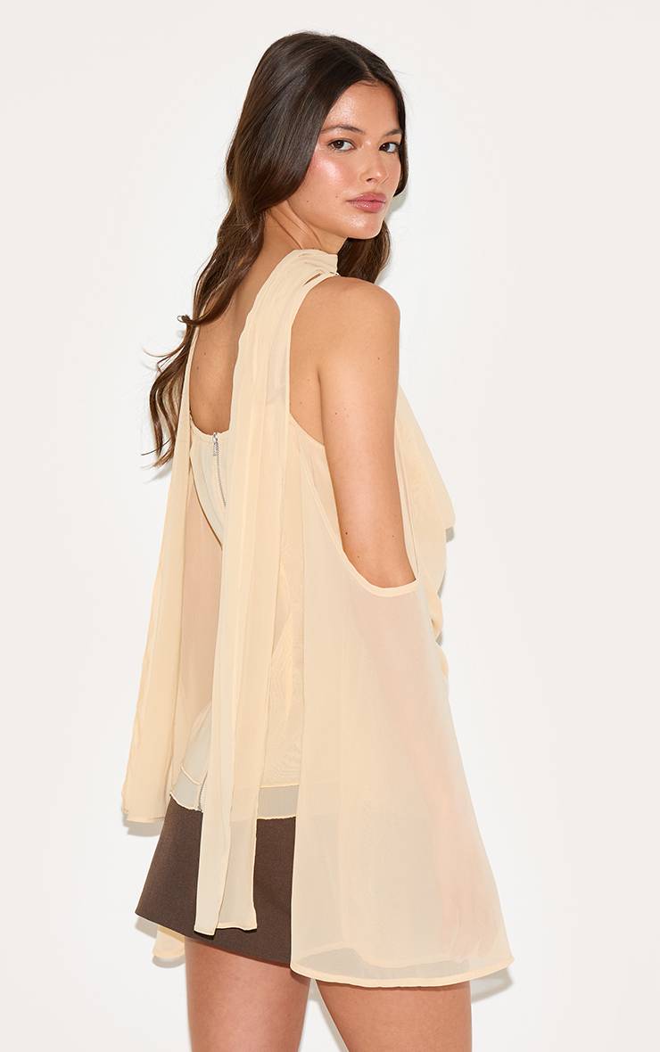 Amande Haut Long En Mousseline Avec Foulard Drapé