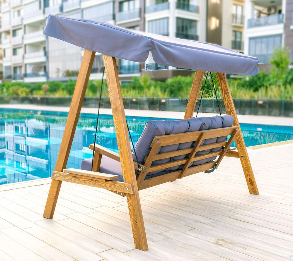 Westmann Holz Hollywoodschaukel Pera 2000 | Anthrazit | 203x116x180 cm