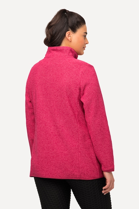 Strickfleece-Jacke, Stickerei, Stehkragen, Zipptaschen