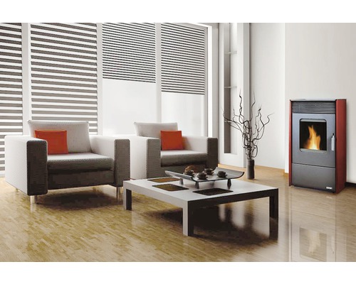 Pelletkachel Rowi Easy Premium 9 kW bordeaux