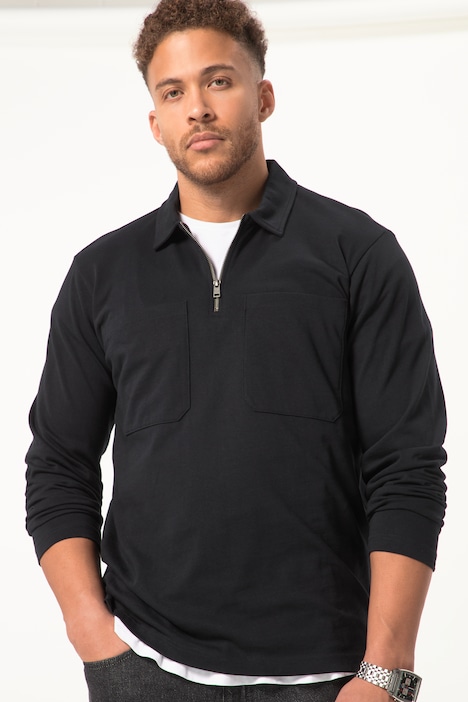 STHUGE Poloshirt, OEKO-TEX, Langarm, Kontrast-Polokragen, bis 8 XL