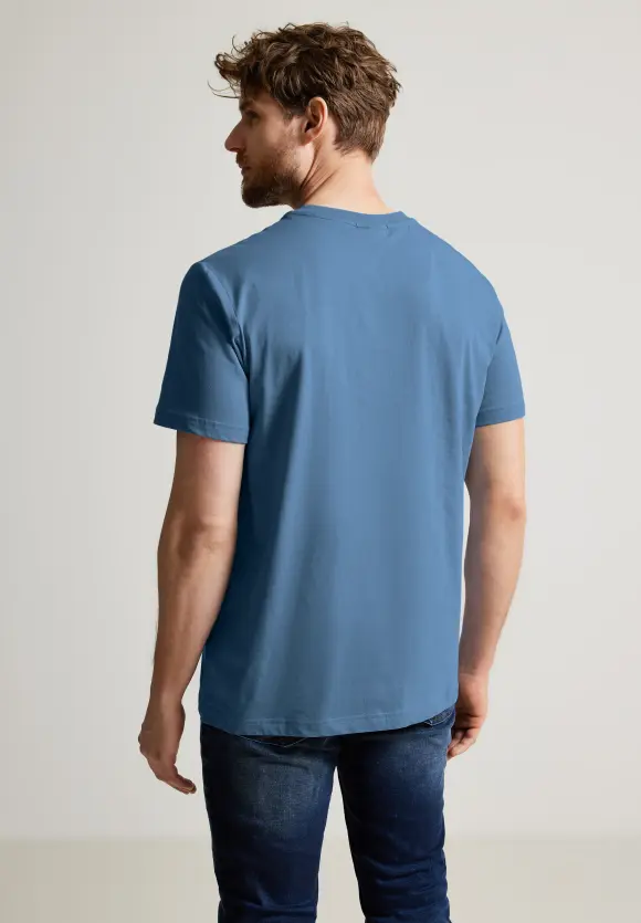 Basic T-Shirt in Unifarbe - smoky blue