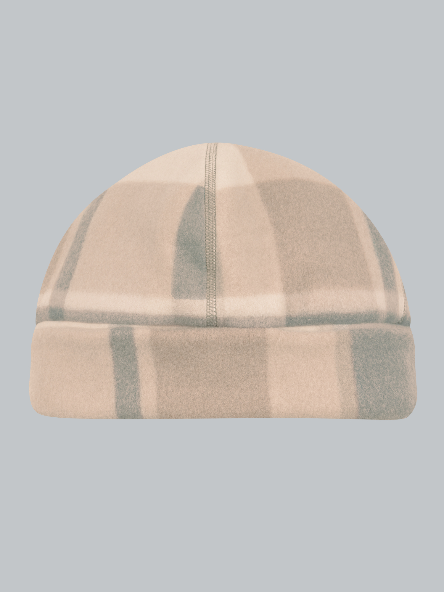 Fleece-Mütze mit Karo-Muster Taupe
