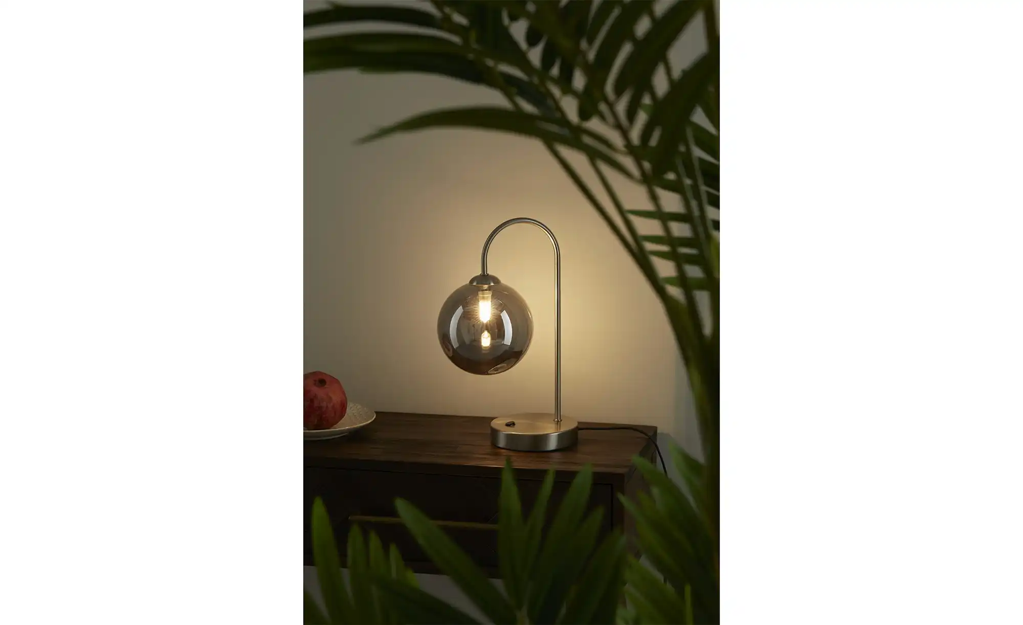 KHG LED-Tischeuchte, 1-flammig, chrom/ Rauchglas