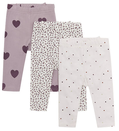 Hust and Claire Leggings - 3-pak - Liva - Purple Dove m. Fl?ser