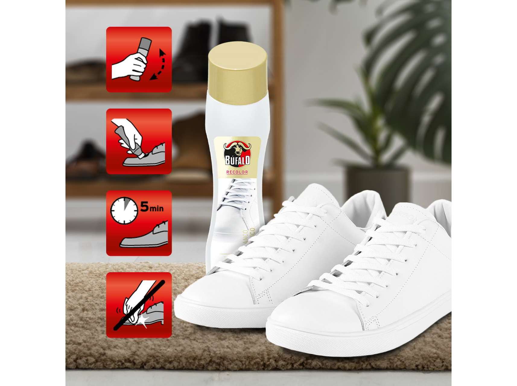 AUTOBRILHANTE CALÇADO COM ESPONJA BRANCO BÚFALO 50ML