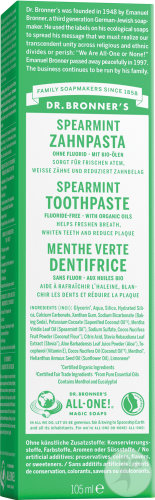Dr Bronner's Dentifrice Menthe Verte Tube 140g
