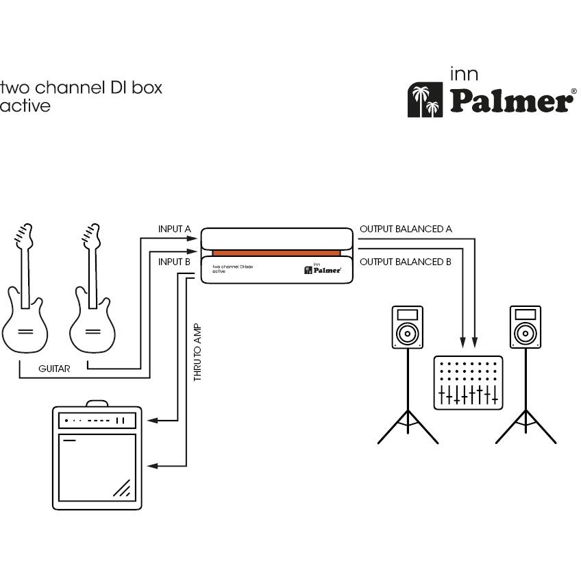Palmer RIVER inn actieve 2-kanaals DI box