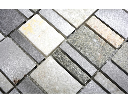Natuursteenmozaïek XSA 515 zilver/grijs 30x30 cm