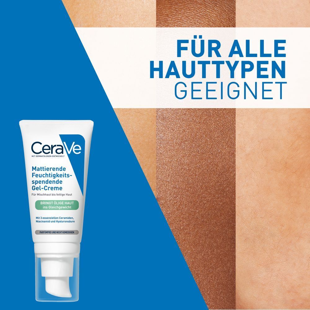 CeraVe Mattierende Feuchtigkeitsspendende Gel-Creme: Spendet Feuchtigkeit und absorbiert überschüssigen Talg bei öliger und fettiger Haut