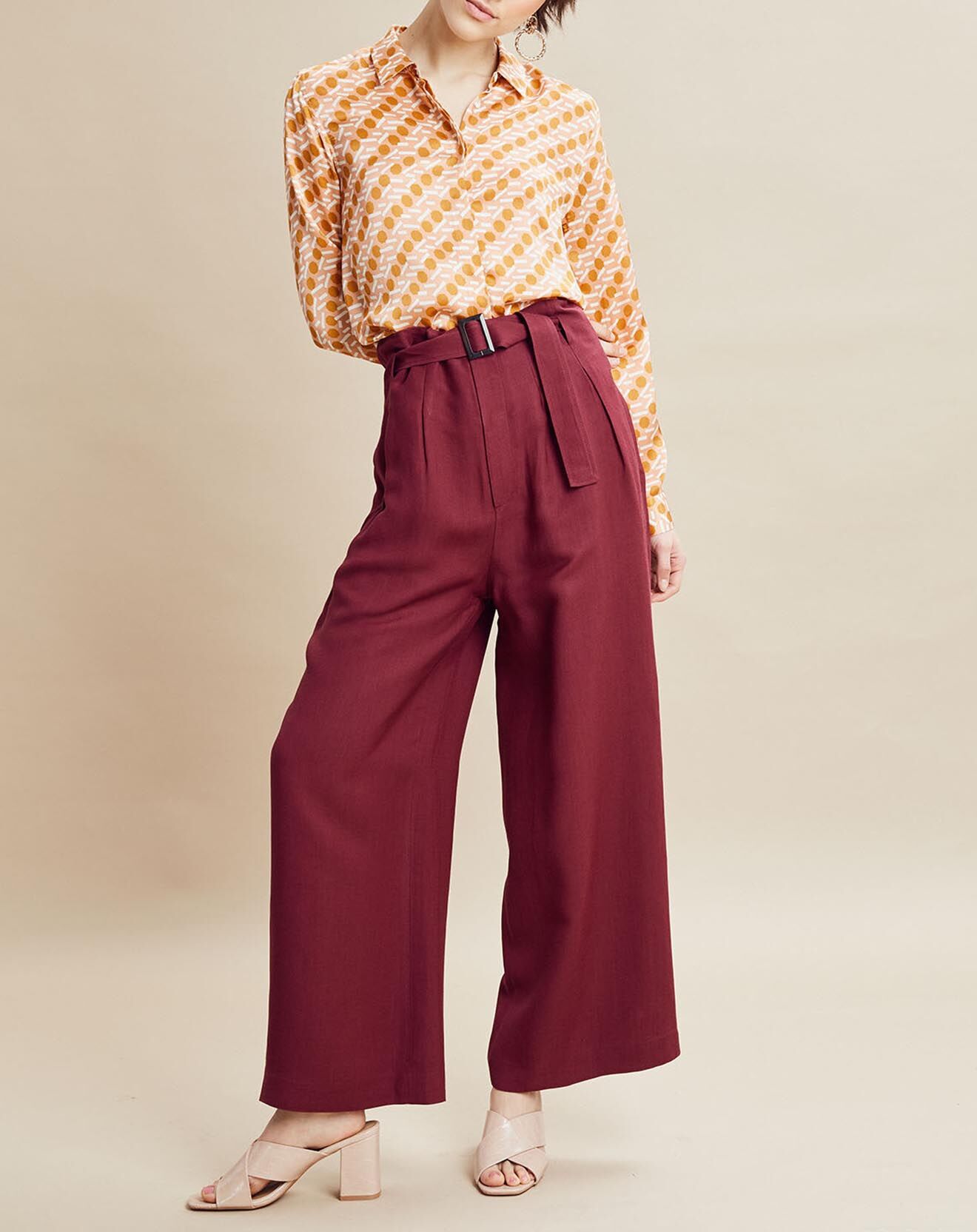 Chloé Stora Chemise 100% Soie imprimée Cila rose/ocre