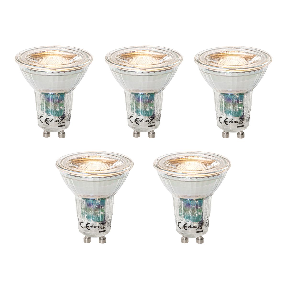 Set van 5 GU10 dimbare LED lamp 3W 200 lm 2200 - 6500K