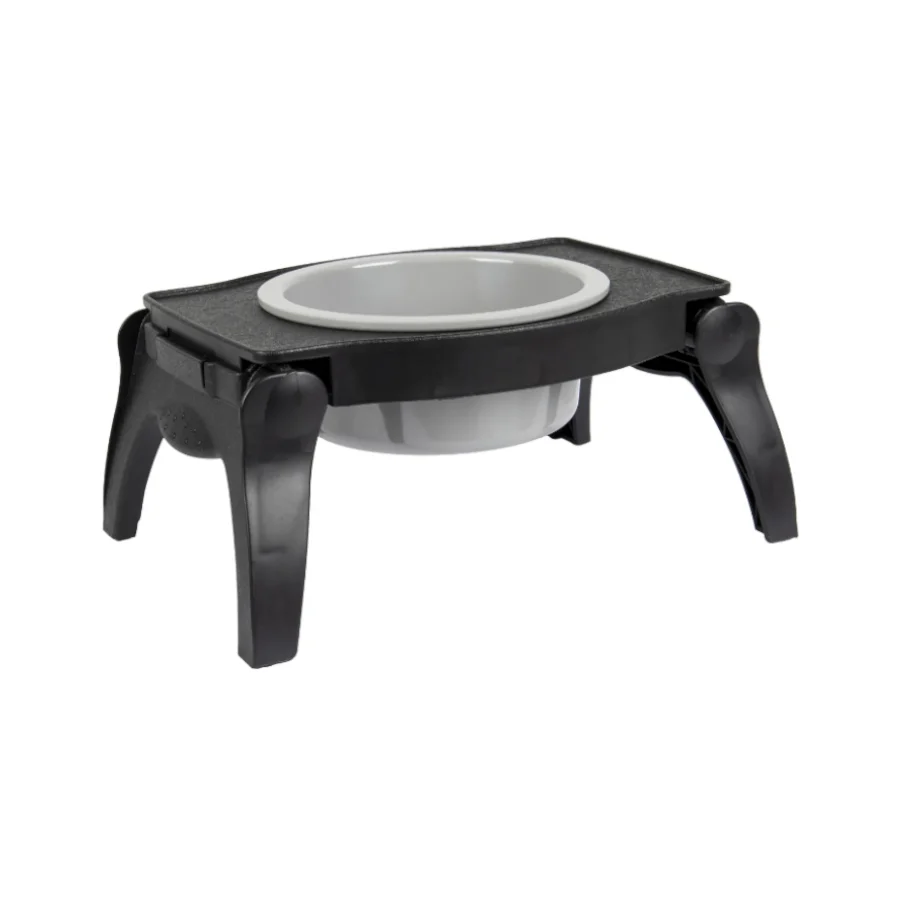Comedouro e bebedouro portátil Flamingo Lilo Grey para cães