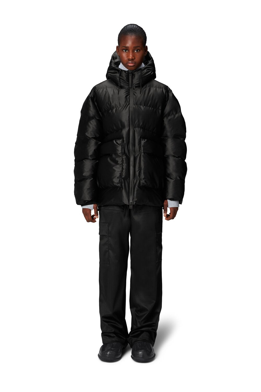 RAINS  Alta cargo dunjakke - Black Grain