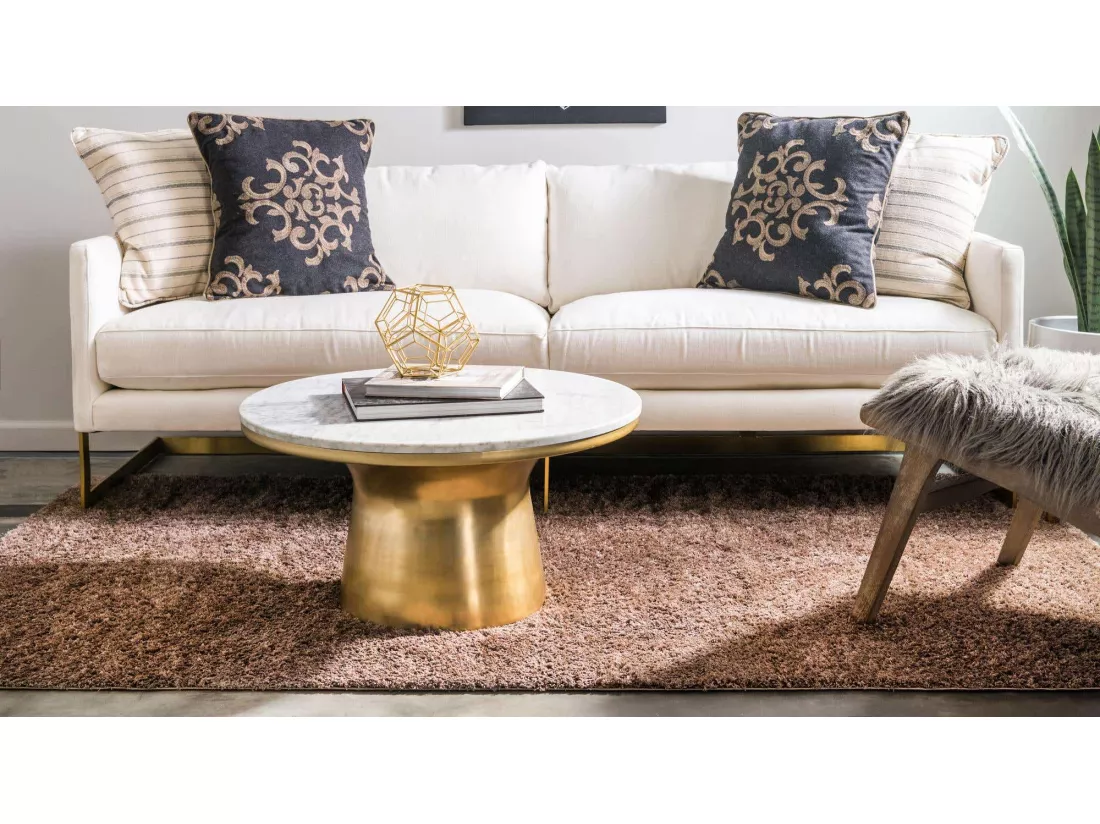 Tapis shaggy 240x240 brun Luzern