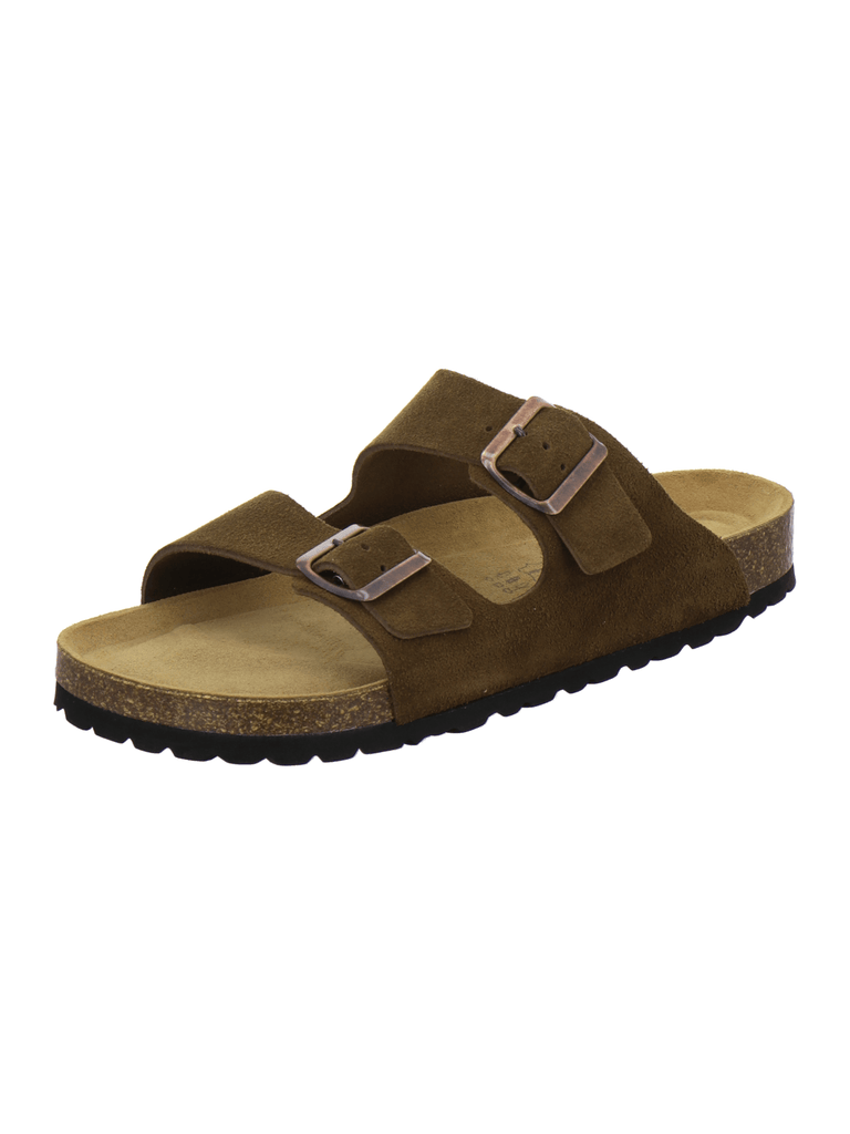Pantoletten Herren Leder Zweischnaller cafe