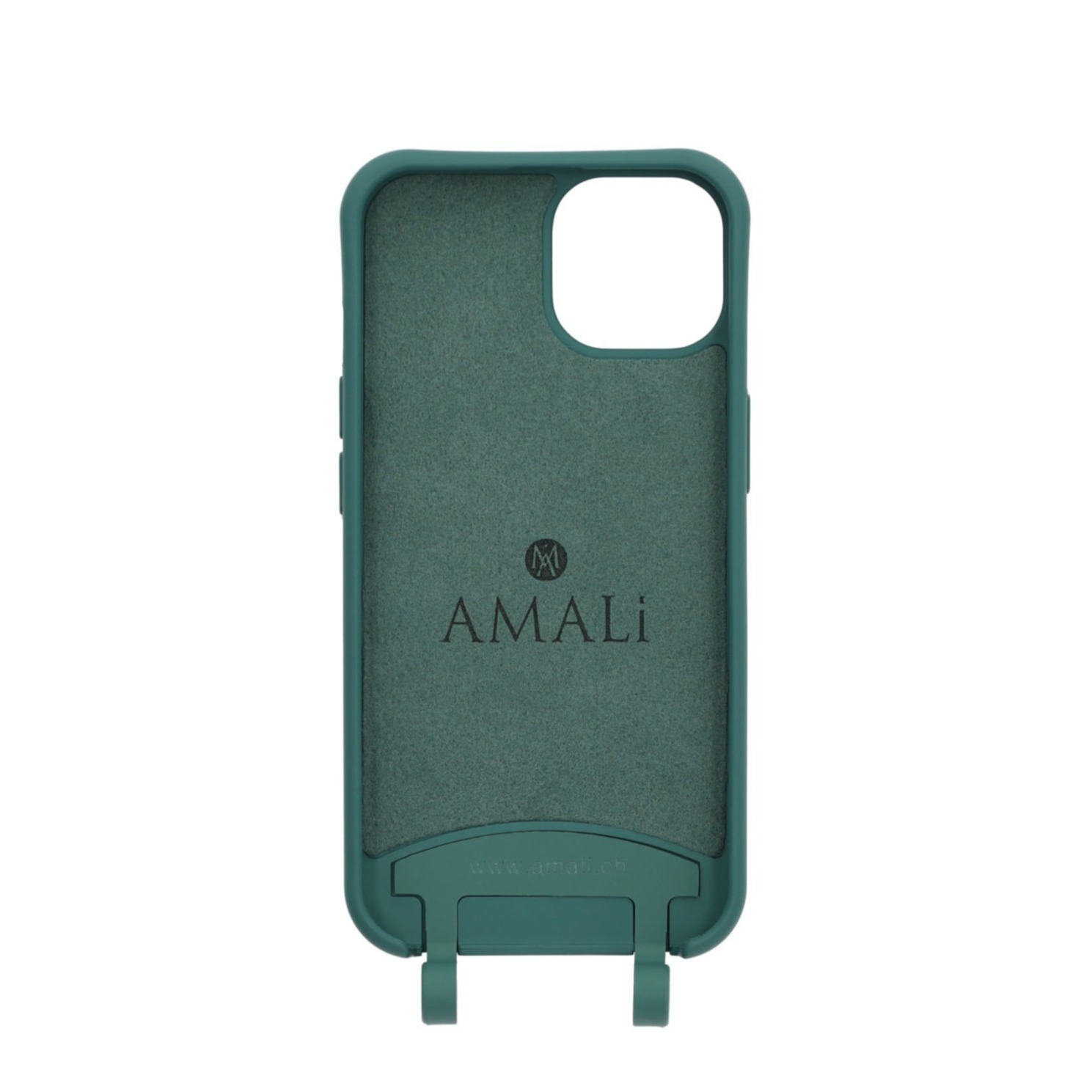 iPhone 15 Handy Hülle Elegantes Case mit abnehmbarem Necklace Adapter - Darkgreen / Gold