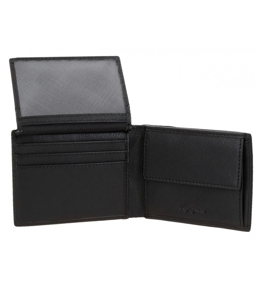 Carteira de couro preta Pepe Jeans Staple