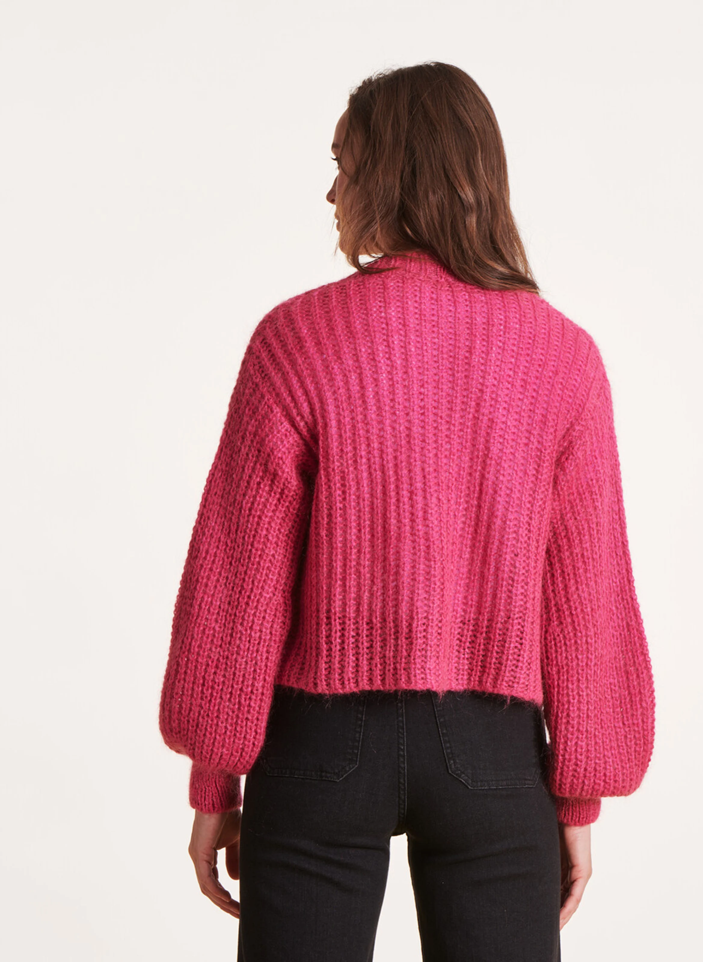Gilet ample en maille tricotée | Rose