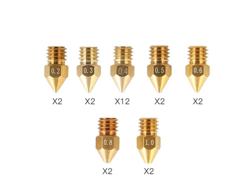 Creality Düsen-Set, Messing 0.2/0.3/0.4/0.5/0.6/0.8/1.0 mm, 3D Drucker Nozzle Set