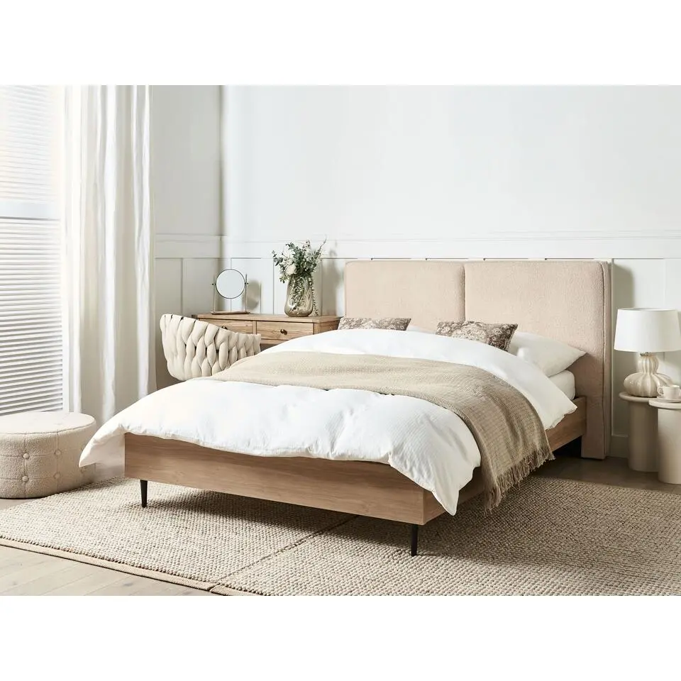 IZERNORE - Bed - Beige - 140 x 200 cm - Bouclé