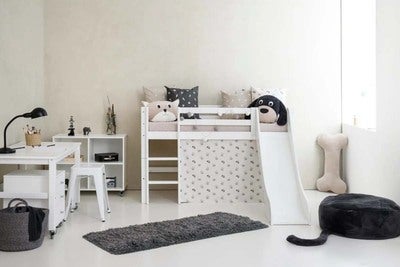 Hoppekids ECO Dream Halvhøy Loftseng med Sklie 70x170, Hvit