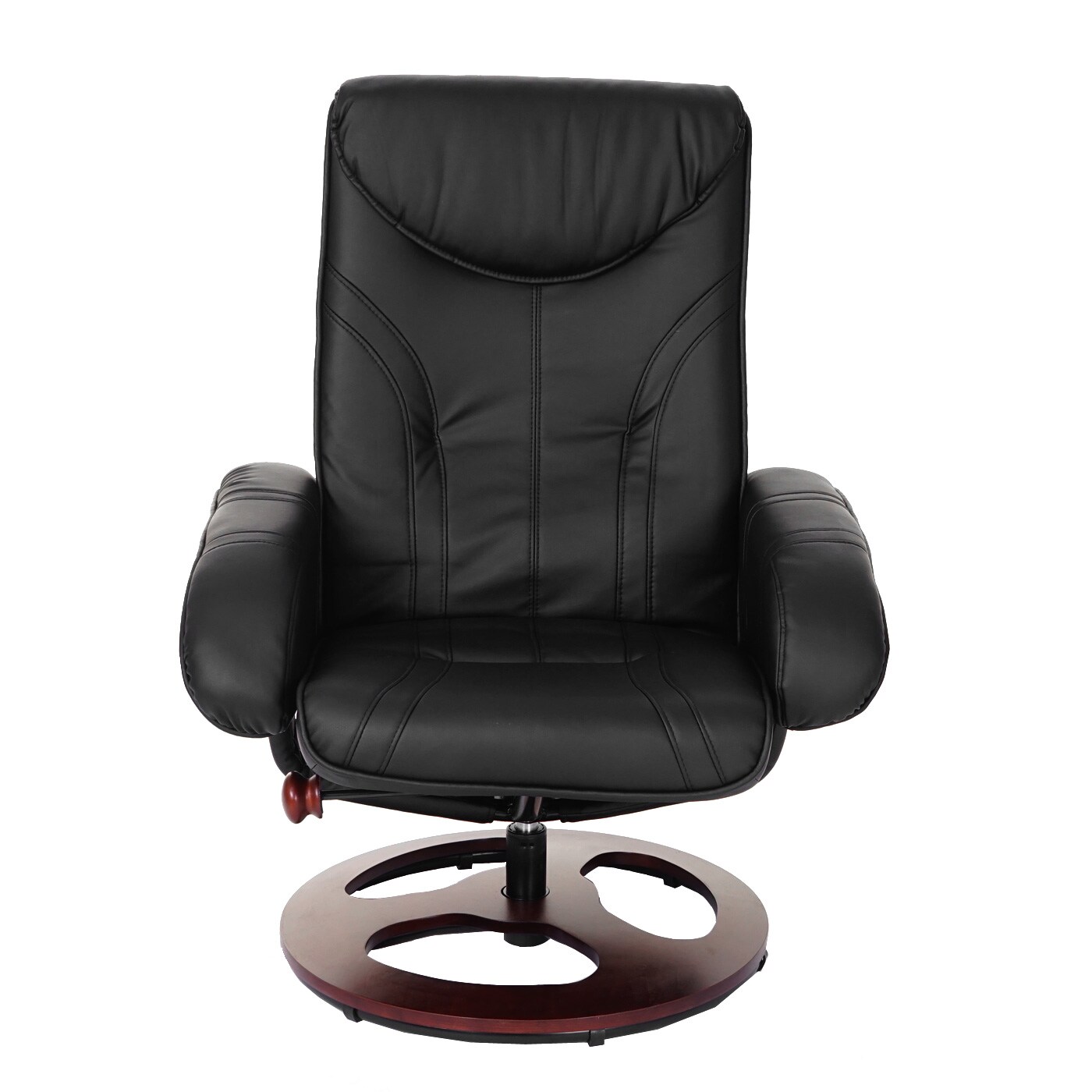 Relaxsessel MCW-C46, Fernsehsessel Sessel mit Hocker, Kunstleder ~ schwarz