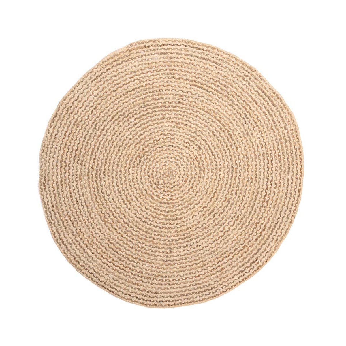 Boho&me Jute vloerkleed rond - Braided - wit|naturel - 120 cm
