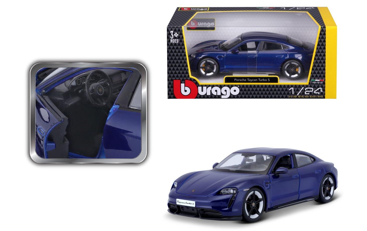 Porsche Taycan Turbo S Blau 1:24Sammlermodell im Massstab 1:24