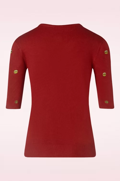 Banned Retro Scandi tree holiday cheer trui in rood
