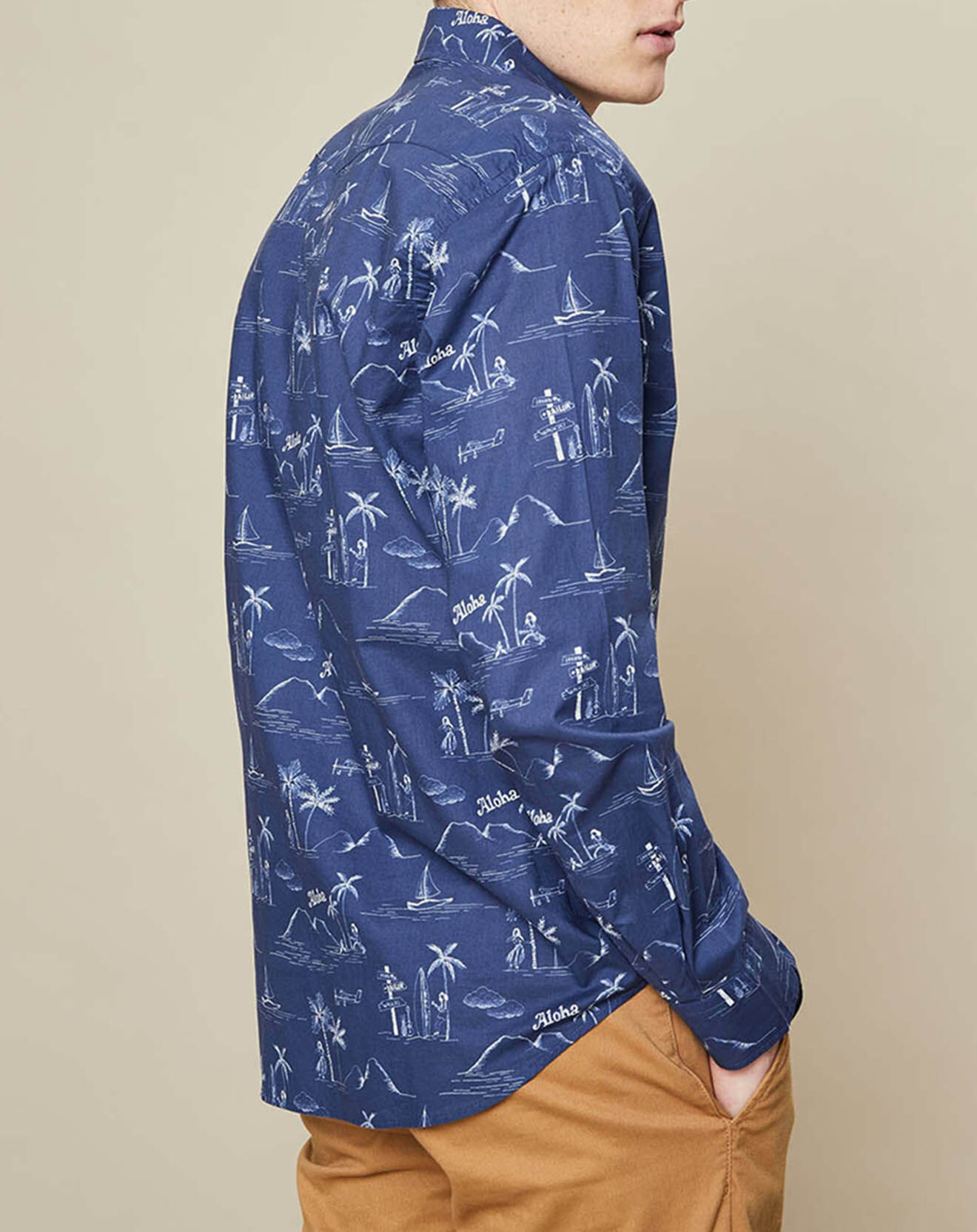 Hartford Chemise slim Storm Aloha imprimée bleu/blanc