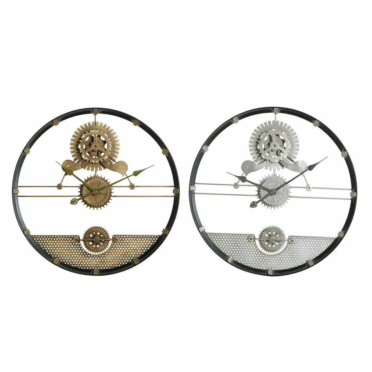 DKD Home Decor Horloge Murale Engrenage Métal