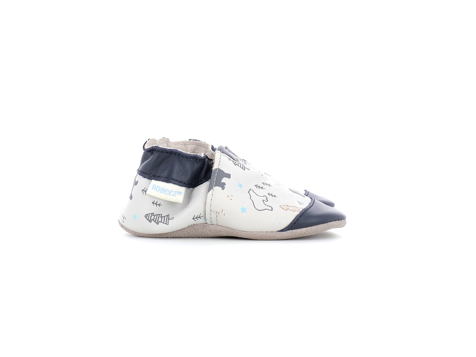 Robeez-WINTERING BEAR Cuir Gris Bleu