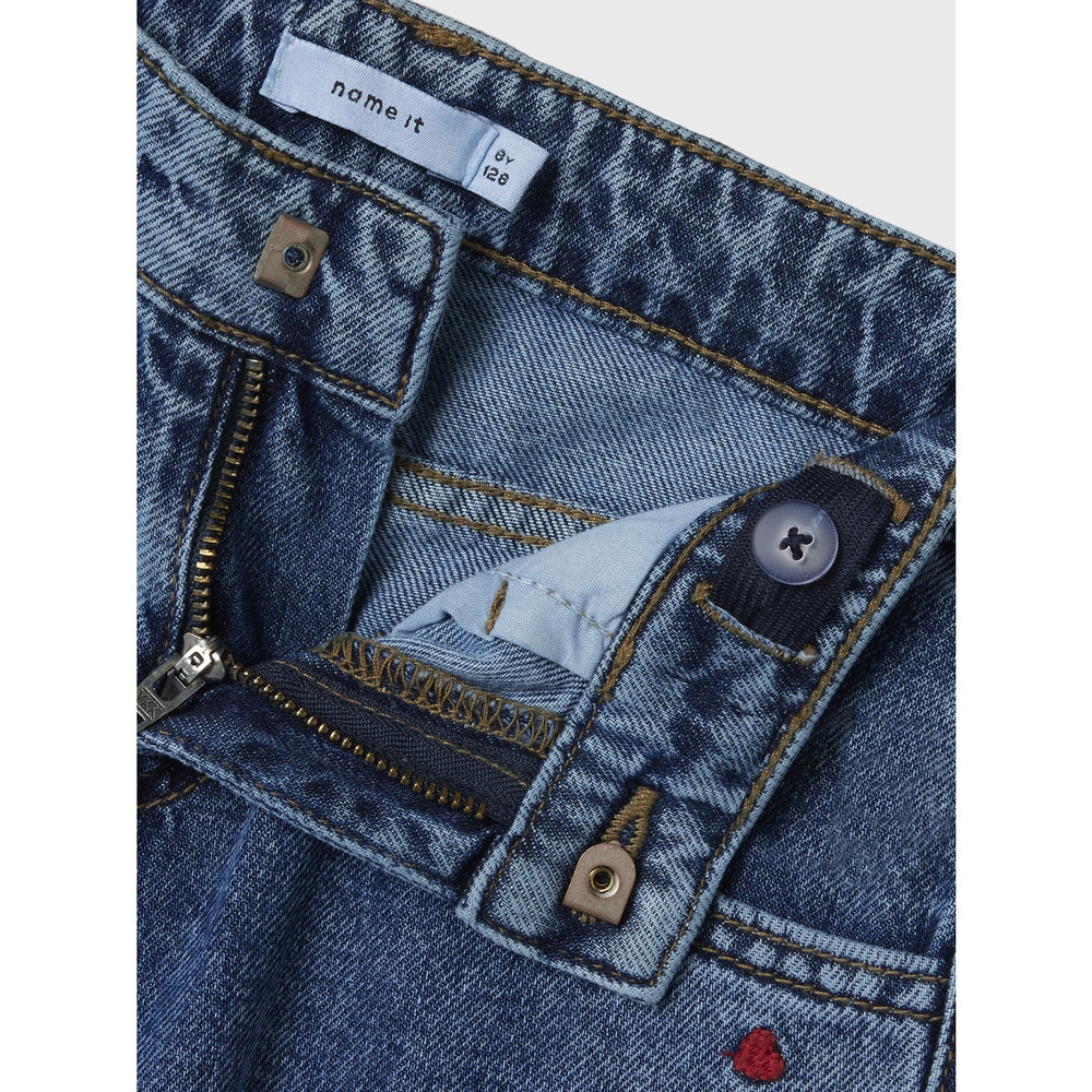 Køb Name It Medium Blue Denim Heart Bella Wide Jeans