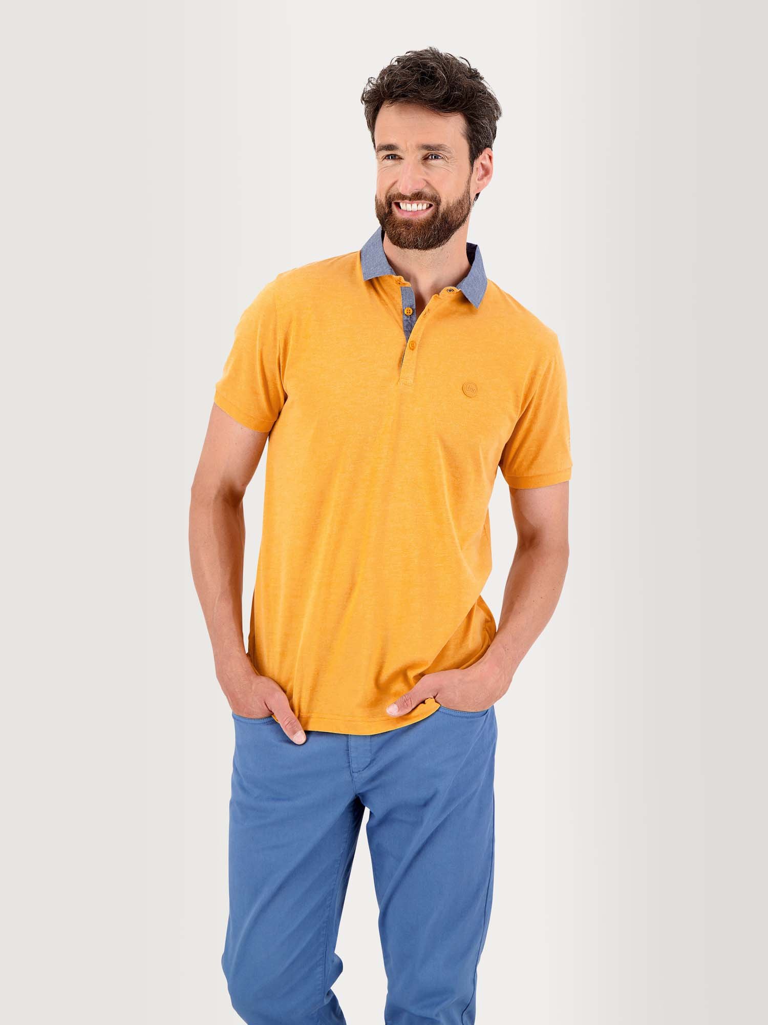 Polo Homme Jersey Coton Bleu Jaune