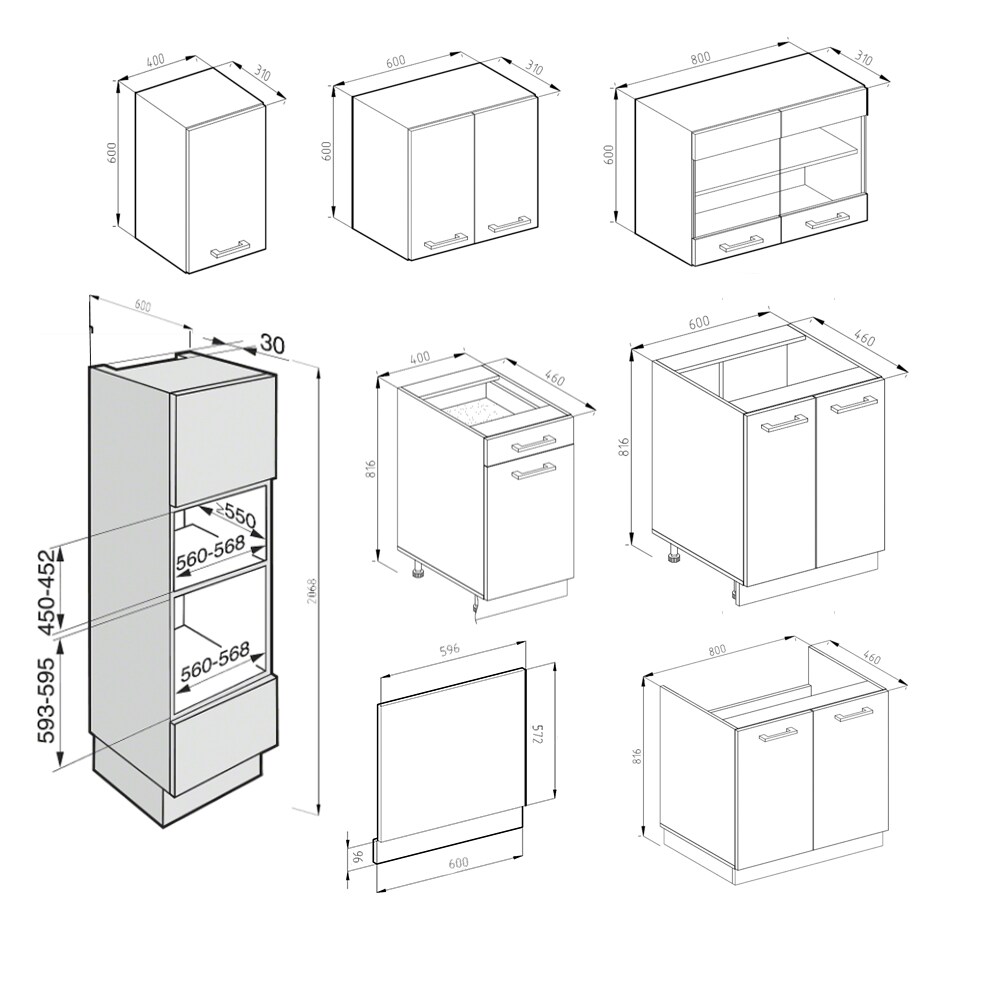 VICCO KÜCHE R-LINE 300CM KÜCHENZEILE KÜCHENBLOCK EINBAUKÜCHE ANTHRAZIT HOCHGLANZ