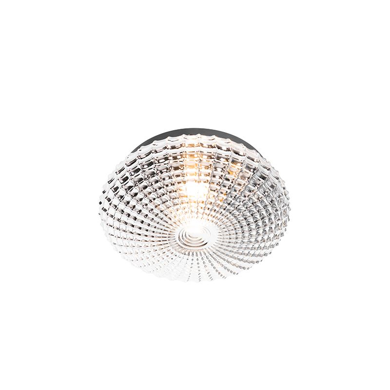 Klassieke plafondlamp zwart met smoke glas 30 cm IP44 - Nohmi