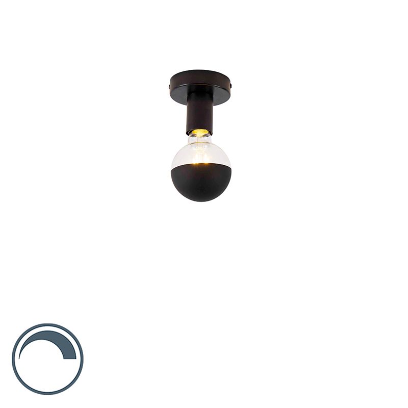 Design plafondlamp zwart met G95 kopspiegel zwart - Facil