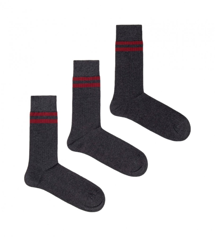 Pacote com 3 pares de meias Pepe Jeans com detalhes em cinza.