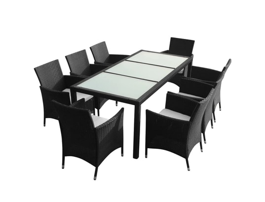 VIDAXL - Ensemble table et chaises Mobilier à dîner de jardin 9pcs et coussins résine tressée n...