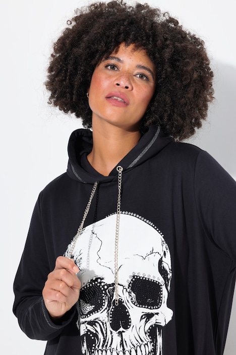 Hoodie, A-Linie, Totenkopf, Ziernähte
